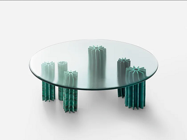 Круглый стеклянный садовый боковой столик PAOLA LENTI Helico B237A фабрика PAOLA LENTI из Италии. Фото №1