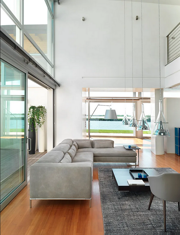 Секционный кожаный диван с мягкой спинкой и шезлонгом GYFORM Planet фабрика Gyform из Италии. Фото №5