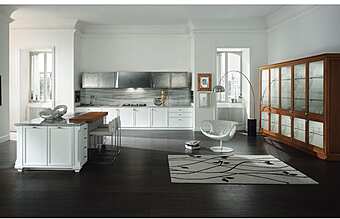 Линейная встроенная кухня с островом из материала ASTER CUCINE Avenue 3 фабрика Aster Cucine из Италии