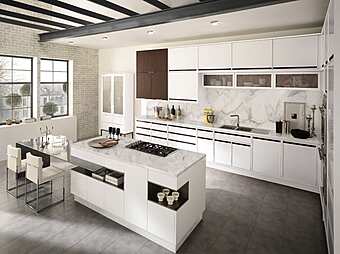 Кухня с островом и интегрированными ручками из материала ASTER CUCINE Timeline