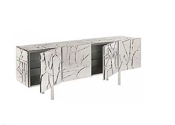 Буфет с деревянной конструкцией, покрытой фрагментами зеркала Scrigno Edra Madia SCN020
