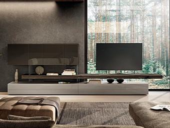 Стена для хранения из дерева и стекла LAGO AIR 2725 2725 фабрика LAGO из Италии