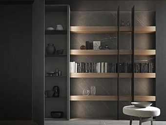 Деревянная книжная полка с встроенной подсветкой MODULNOVA BRERA фабрика Modulnova из Италии