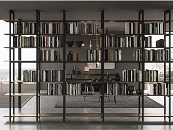 Книжный шкаф с креплением к потолку и полу из дерева MODULNOVA UNLIMITED