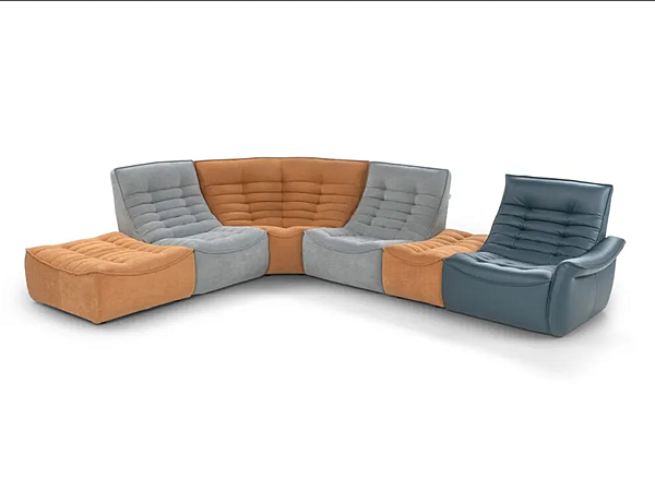 Реклайнерный секционный диван из кожи и ткани Calia Italia Fox Trot Relax PREMIUM 1063_R фабрика Calia Italia из Италии. Фото №1