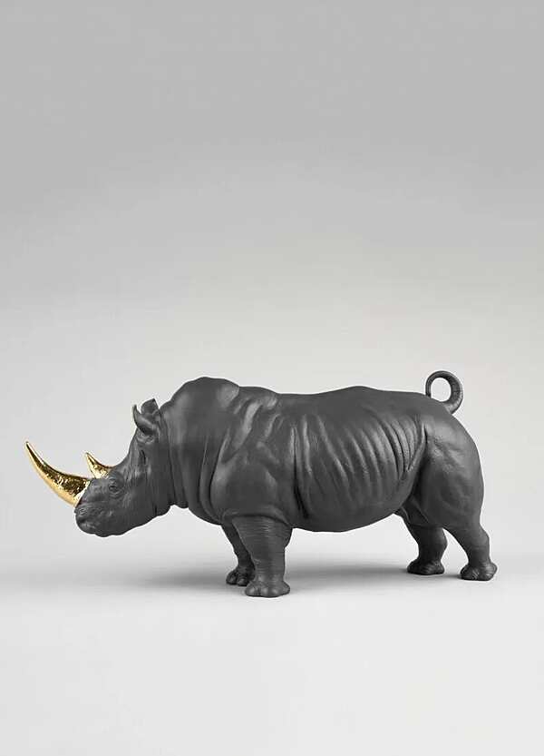 Скульптура LLADRO Rhino Sculpture. Black-gold. Limited Edition фабрика LLADRO из Италии. Фото №3