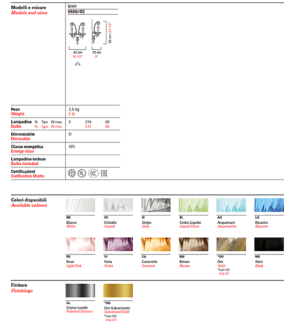Настенный светильник Barovier&Toso Izmir 5555/02 фабрика Barovier&Toso из Италии. Фото №4