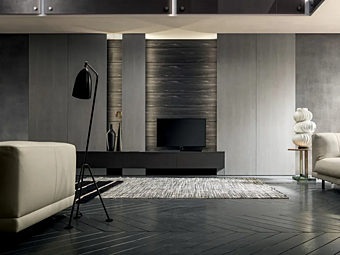 Настенная система для телевизора из дерева MODULNOVA Milltech MH6 фабрика Modulnova из Италии