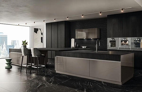 Деревянная встроенная кухня с островом без ручек ASTER CUCINE Pure Glam фабрика Aster Cucine из Италии. Фото №3