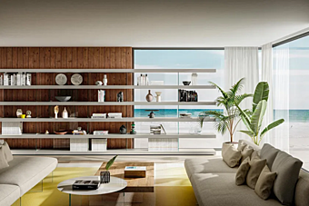 Секционный книжный шкаф из дерева LAGO AIR 1244 фабрика LAGO из Италии