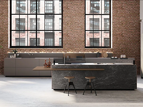 Стеклянная кухня с матовой отделкой Vitrum VALCUCINE Artematica Soft Outline фабрика VALCUCINE из Италии. Фото №1