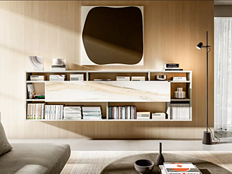 Книжный шкаф с секретерным столом из дерева LAGO 1215 фабрика LAGO из Италии