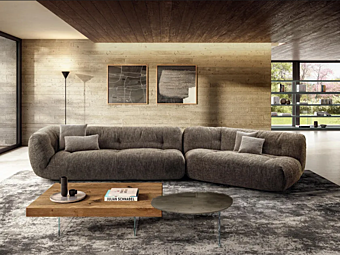 Диван с обитой спинкой из ткани Happening LAGO 1495