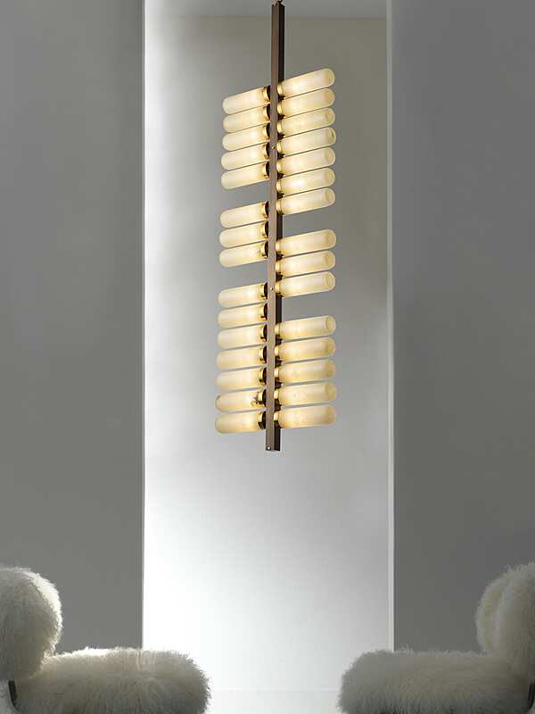 Вертикальная люстра из натуральной латуни с алебастром SIGMA L2  7299/30 фабрика SIGMA L2 из Италии. Фото №5