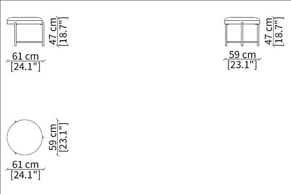Круглый пуф из ткани Frigerio Santamonica 18106 фабрика Frigerio из Италии. Фото №6