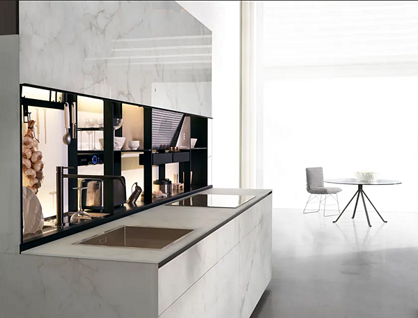 Стеклянная встроенная кухня VALCUCINE Vitrum 2 фабрика VALCUCINE из Италии. Фото №4