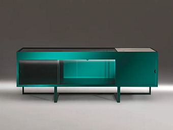 Сторонний шкаф с дверцами-купе из дерева и стекла ALBEDO HUDSON 1 HUD17W, HUD17B, HUD17G фабрика ALBEDO из Италии