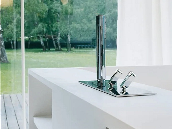 Ванна из нержавеющей стали с ручным душем квадратная AGAPE Hydroprogressive фабрика Agape из Италии. Фото №1