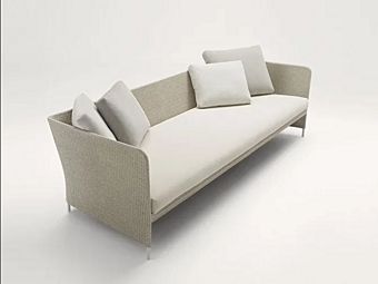 Диван с обитой спинкой на три места из ткани PAOLA LENTI Teatime B56C