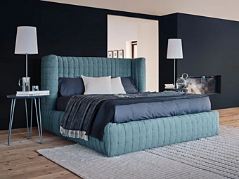 Двуспальная кровать с мягкой спинкой и съемным чехлом Gervasoni Nest