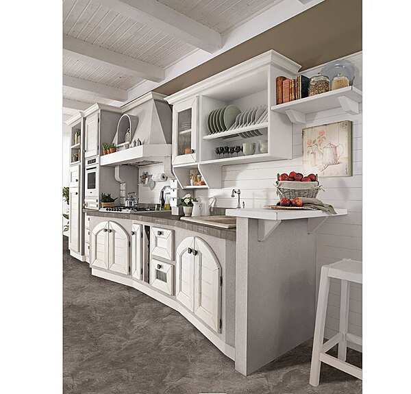 Кухня из массива дерева с ручками LUBE CUCINE Luisa BIANCO RUSTICO фабрика LUBE CUCINE из Италии. Фото №2