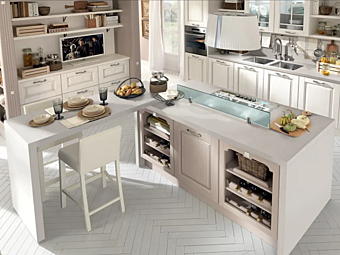 Деревянная кухня с островом и ручками LUBE CUCINE Laura 01