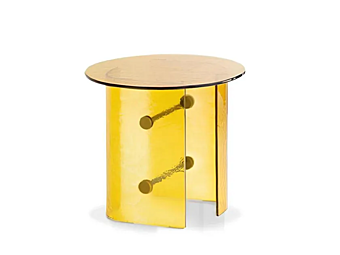Кофейный столик с круглой стеклянной столешницей POTOCCO Double L Glaze 952/TVHC-52