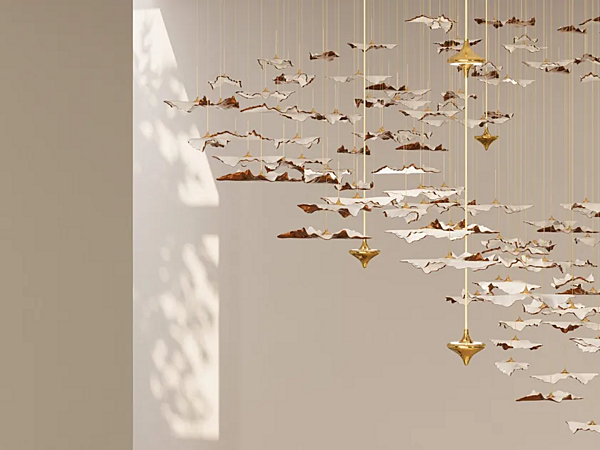 Подвесная лампа из фарфора с LED подсветкой листья ручная работа HABERDASHERY Leaf фабрика HABERDASHERY из Италии. Фото №6