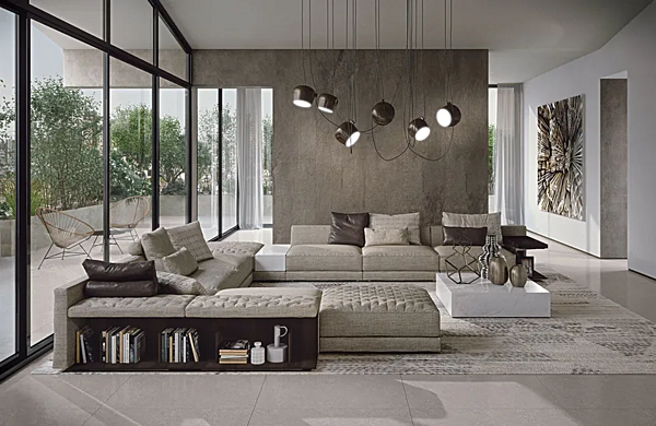 Секционный диван с тканевой обивкой Frigerio Miller 15715 фабрика Frigerio из Италии. Фото №8