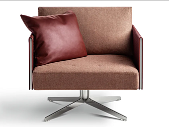 Кресло с обитой спинкой и вращающимся основанием из ткани POLTRONA FRAU Clayton фабрика POLTRONA FRAU из Италии