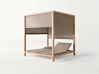 Шезлонг с навесом из кедра с parasol PAOLA LENTI Toku CA19D