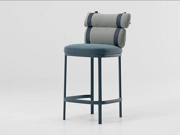 Барный стул с обитой спинкой из ткани KETTAL HIGH UPHOLSTERED FABRIC STOOL ROLL KS2300300 фабрика KETTAL из Италии. Фото №1