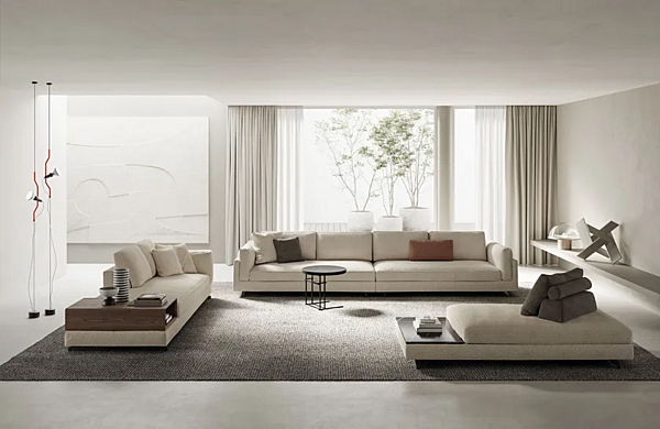 Диван с обитой спинкой на пять мест из ткани с съемным чехлом Frigerio  Davis Top Flat 12129 фабрика Frigerio из Италии. Фото №5