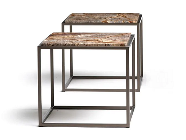 Кофейный столик квадратной формы из мрамора Rain Forest Mussi Silhouette фабрика MUSSI из Италии. Фото №1