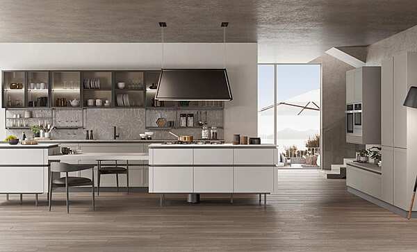 Кухня с островом из дерева LUBE CUCINE Flavour 8 фабрика LUBE CUCINE из Италии. Фото №1