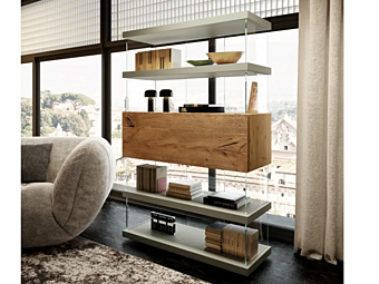 Книжный шкаф из дерева и стекла LAGO AIR 1463 фабрика LAGO из Италии