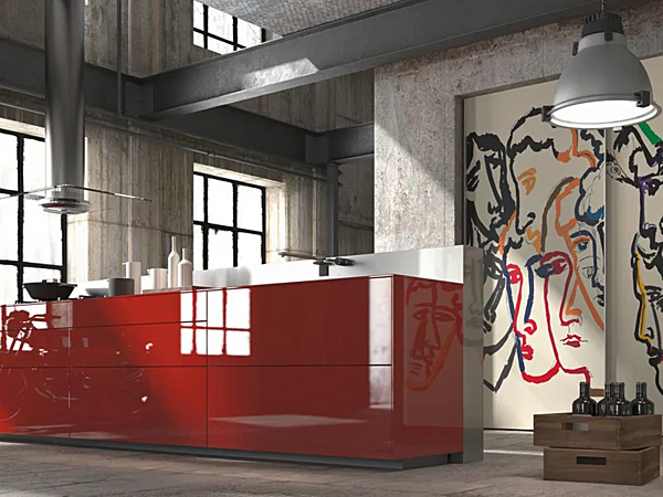 Кухня с декорированным стеклом из коллекции VALCUCINE Vitrum Arte фабрика VALCUCINE из Италии. Фото №2