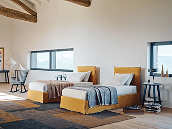 Односпальная кровать с съемным чехлом из ткани Gervasoni Ghost 8o s