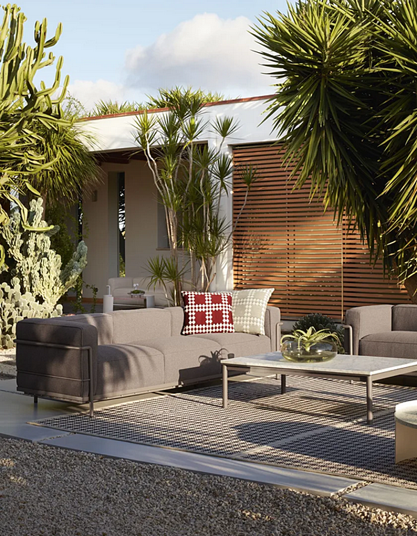 Прямоугольный боковой столик из мрамора CASSINA 10 Table en Tube Basse Outdoor 010 фабрика CASSINA из Италии. Фото №4