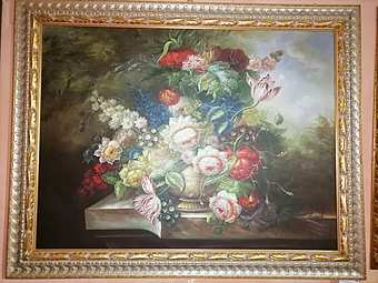 Картина итальянского живописца по мотивам работ Виллем ван Алста     холст, масло    art.  33A         Фламандские цветы фабрика  из Италии