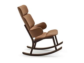 Кресло-качалка из кожи с подлокотниками INNOVA Imbottiti Bergere фабрика Innova Imbottiti из Италии