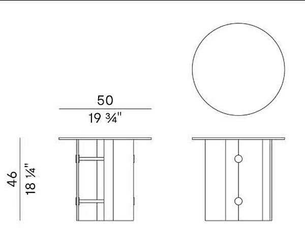 Кофейный столик с круглой стеклянной столешницей POTOCCO Double L Glaze 952/TVHC-52 фабрика POTOCCO из Италии. Фото №4