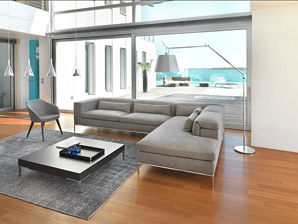 Секционный кожаный диван с мягкой спинкой и шезлонгом GYFORM Planet фабрика Gyform из Италии. Фото №1