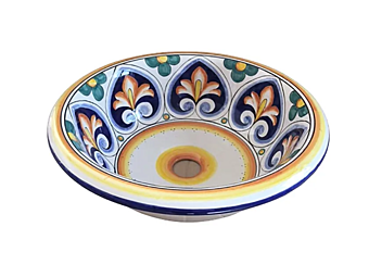 Круглая керамическая раковина для умывальника L_Antica Deruta  Classico 06 Geometrico BA/45/GEO