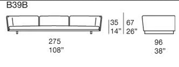 Диван на три места с мягкой спинкой из ткани PAOLA LENTI Sabi B39B фабрика PAOLA LENTI из Италии. Фото №12