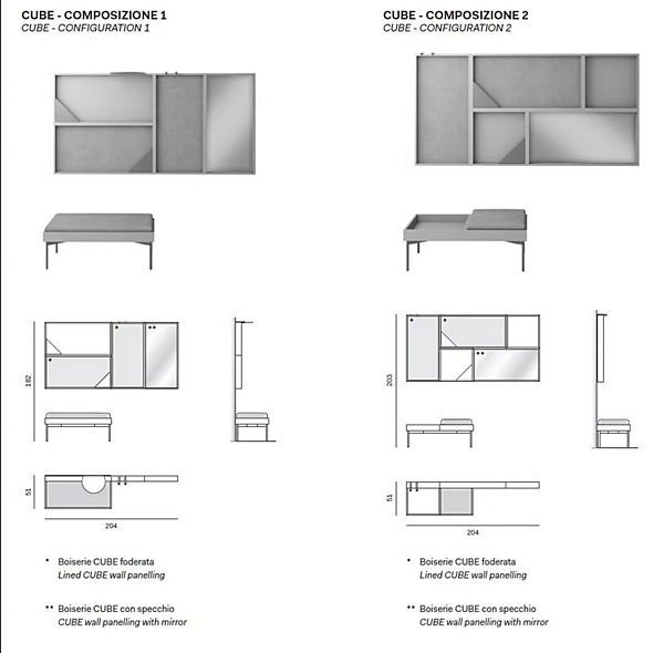 Настенный шкаф с зеркальной задней панелью NOVAMOBILI 521232 фабрика NOVAMOBILI из Италии. Фото №4