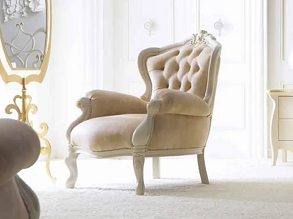 Кресло с подлокотниками из ткани CORTEZARI Gemma фабрика CORTE ZARI из Италии. Фото №3