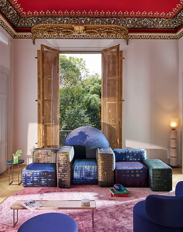 Секционный диван с мягкой спинкой из ткани Notturno CASSINA NY695244 фабрика CASSINA из Италии. Фото №5