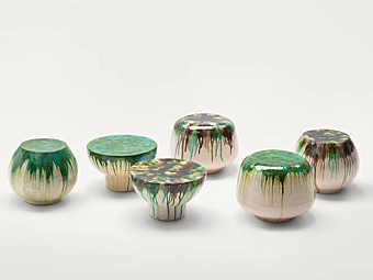 Низкий кофейный столик из алюминия PAOLA LENTI Calatini B107C, B107D, B107E фабрика PAOLA LENTI из Италии