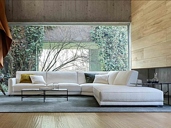 Угловой диван из полиэфирного волокна с съемным чехлом с мягкой спинкой BertO Tommy фабрика BertO из Италии